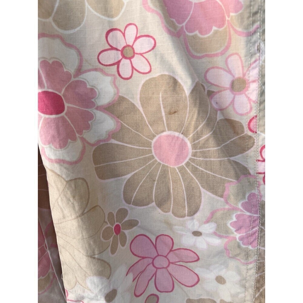 Vtg Y2K Old Navy Pink Floral Capri Khaki Pants M Low Rise Flower Power Boho - Picture 6 of 10